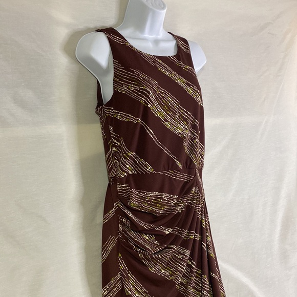 Anne Klein Dresses & Skirts - Anne Klein New York faux wrap midi dress Size 8 brown, green, white